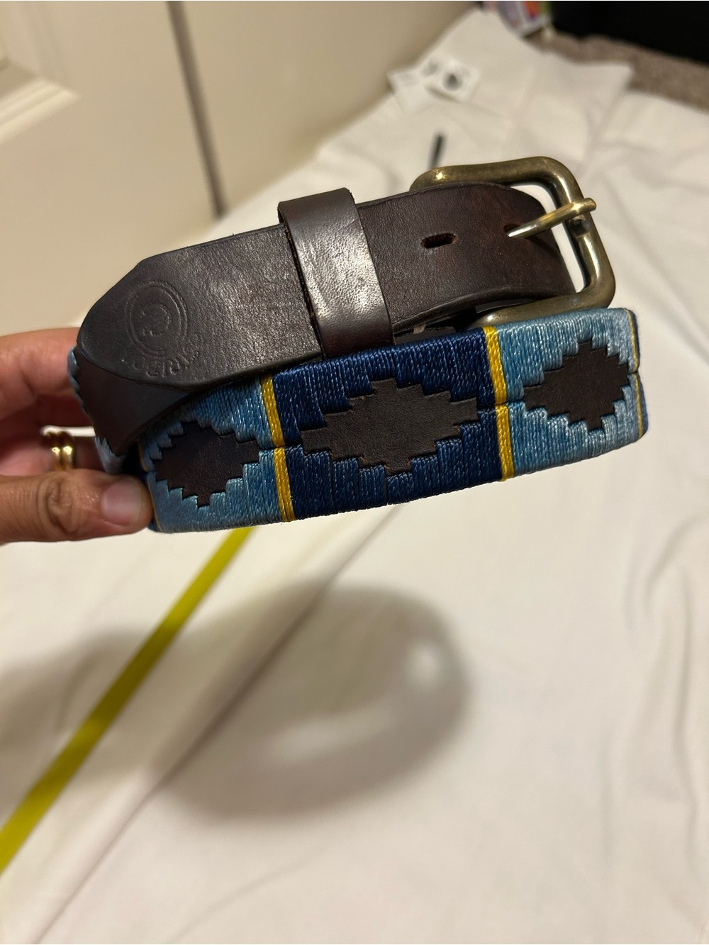 Estribos Genuine Leather handmade hand stitched Argentine polo belt pampa design